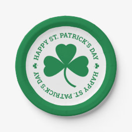Plato De Papel Green Shamrock Happy St. Patrick's Day Fiesta