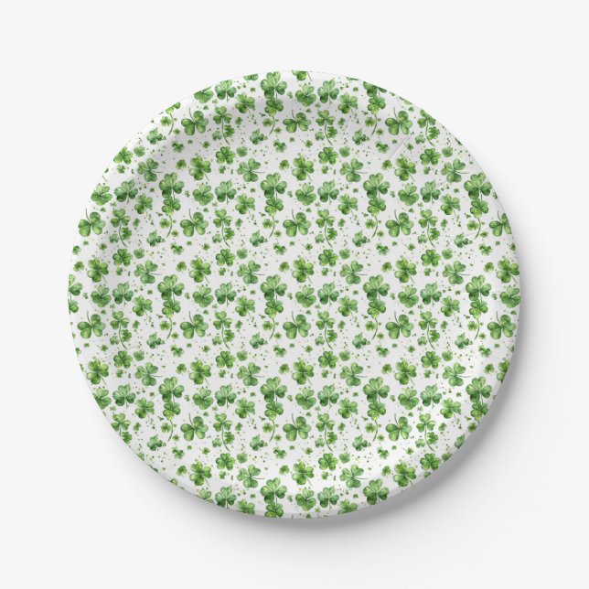 Plato De Papel Green Shamrock Paper Plates St Patricks Day (Anverso)