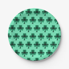 Plato De Papel Green Sparkles Shamrock St. Patrick