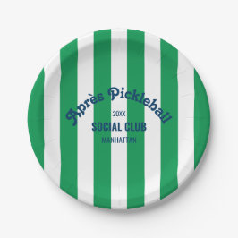 Plato De Papel Green Stripe Retro Après Pickleball Social Club