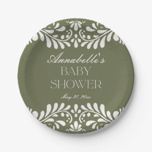 Plato De Papel Green Talavera Tile Spanish Fiesta Baby Shower