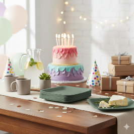 Plato De Papel Green Textured 7" Square Paper Plate for Events