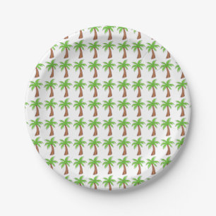 Plato De Papel Green Tropical Island Beach Palm Tree Vacation