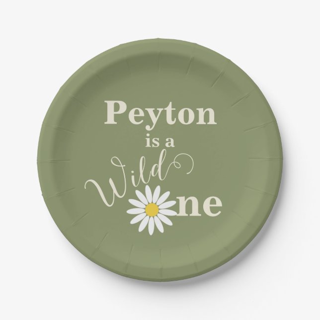 Plato De Papel Green Wild One First Birday (Anverso)