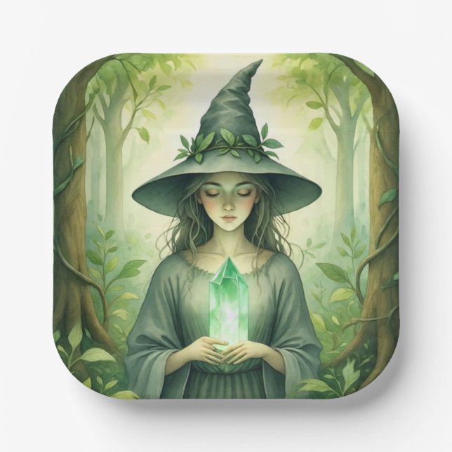 Plato De Papel GreenCrystalWitch (Anverso)