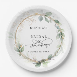 Plato De Papel Greenery and Gold Bridal Shower