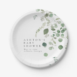 Plato De Papel Greenery Baby Shower