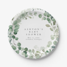 Plato De Papel Greenery Baby Shower