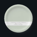 Plato De Papel Greenery Baby Shower<br><div class="desc">Estos son platos de papel de bebé, sencillos y elegantes, con un diseño sencillo y un estilo moderno. Edite todo el texto y todos los colores* en esta plantilla de programa de boda. * el color de la vegetación acuática no es editable // Para los elementos coincidentes, por favor visite...</div>