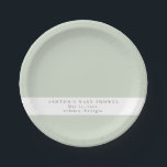 Plato De Papel Greenery Baby Shower<br><div class="desc">Estos son platos de papel de bebé, sencillos y elegantes, con un diseño sencillo y un estilo moderno. Edite todo el texto y todos los colores* en esta plantilla de programa de boda. * el color de la vegetación acuática no es editable // Para los elementos coincidentes, por favor visite...</div>