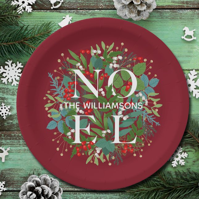Plato De Papel Greenery Berries NOEL Navidades Red (Subido por el creador)
