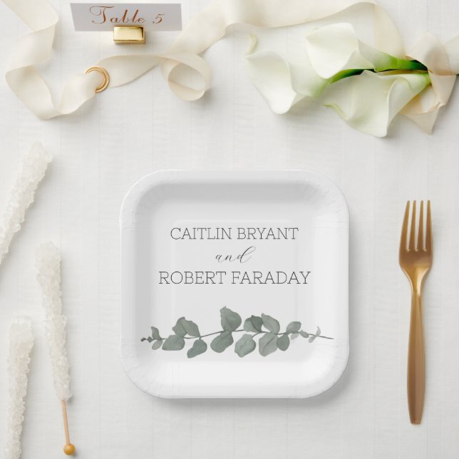 Plato De Papel Greenery Boda moderno (Boda)