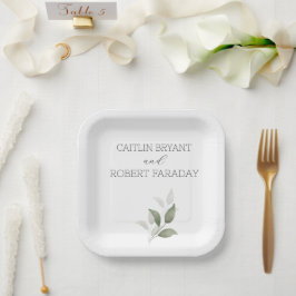 Plato De Papel Greenery Boda moderno