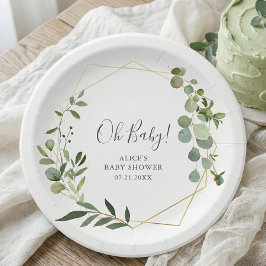 Plato De Papel Greenery Botanical Baby Shower
