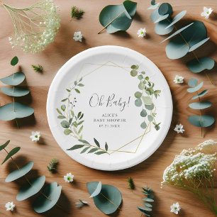 Plato De Papel Greenery Botanical Baby Shower