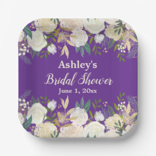 Plato De Papel Greenery Bridal Shower Purple Engagement Party