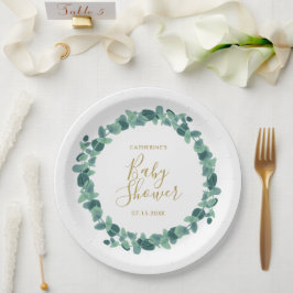 Plato De Papel Greenery Eucalyptus Baby Shower