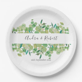 Plato De Papel Greenery Eucalyptus Garland Boda