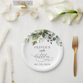 Plato De Papel Greenery, Eucalyptus Leaves, Boho, Birthday