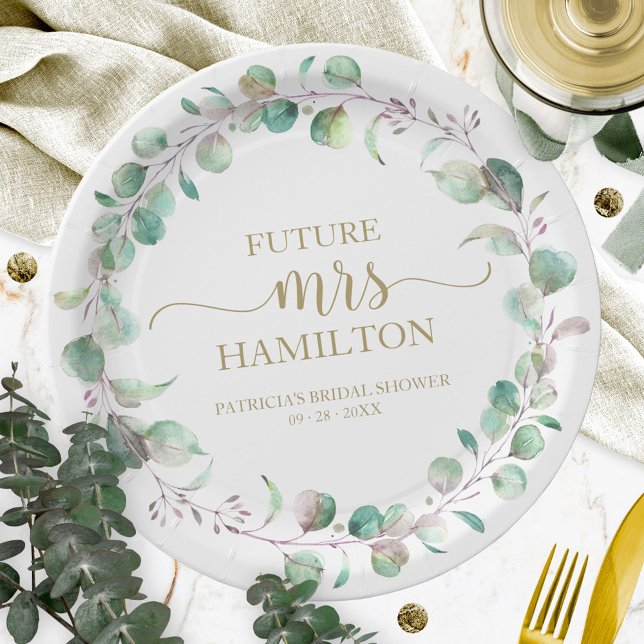 Plato De Papel Greenery Eucalyptus Wreath Bridal Shower Paper Pla (Subido por el creador)