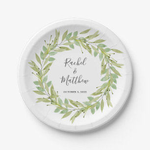 Plato De Papel Greenery Foliage Wreath Boda