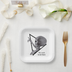 Plato De Papel Grey Alien, la verdad está ahí fuera