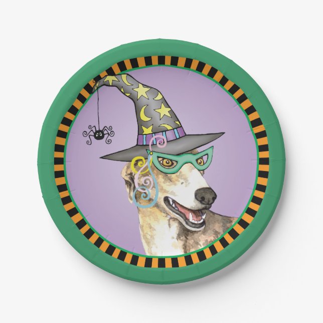 Plato De Papel Greyhound de Halloween (Anverso)