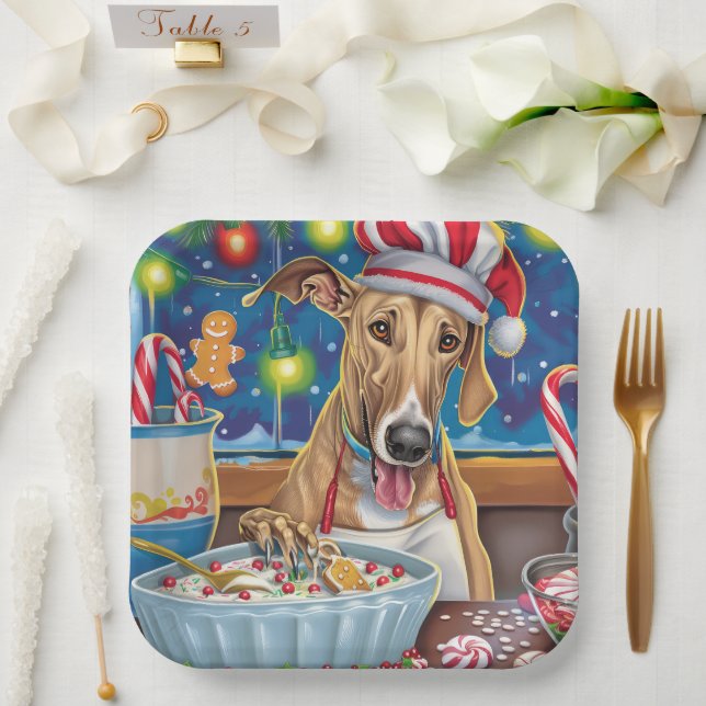 Plato De Papel Greyhound Holiday Baking: Navidades festivos (Boda)