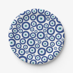 Plato De Papel Griego Mati Mataki - modelo de mal de ojo de