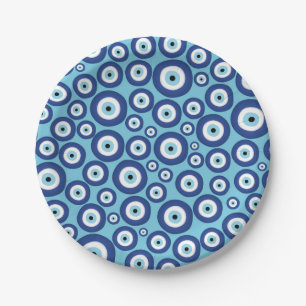 Plato De Papel Griego Mati Mataki - modelo de mal de ojo de
