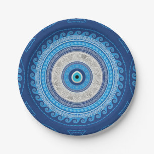 Plato De Papel Griego Mati Mataki - ornamento del mal de ojo de