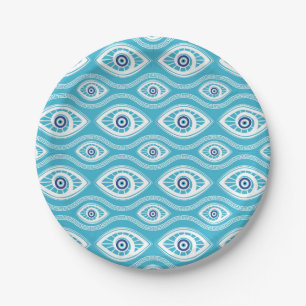 Plato De Papel Griego Mati Mataki - Patrón de ojos matiasma malv