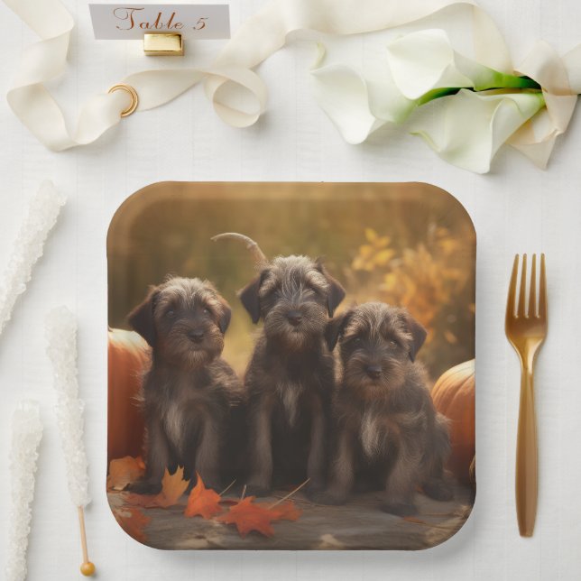 Plato De Papel Griffon Puppy con puntas alámbricas (Boda)