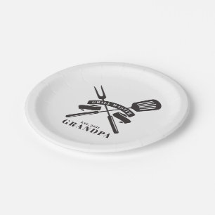 Plato De Papel Grill Master Grandpa Fathers Day BBQ Personalizado
