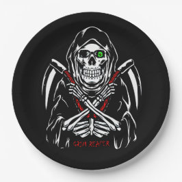 Plato De Papel Grim Reaper Scythe Death Skeleton Bones Halloween