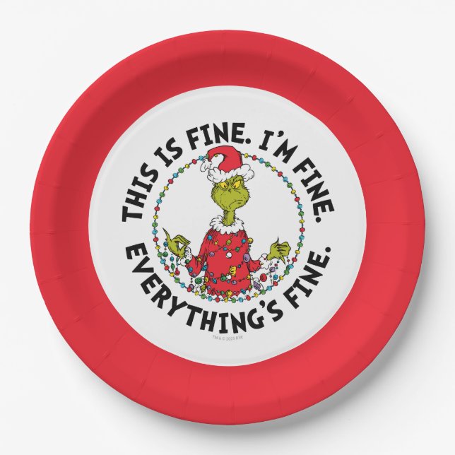 Plato De Papel Grinch | Everything's Fine (Anverso)