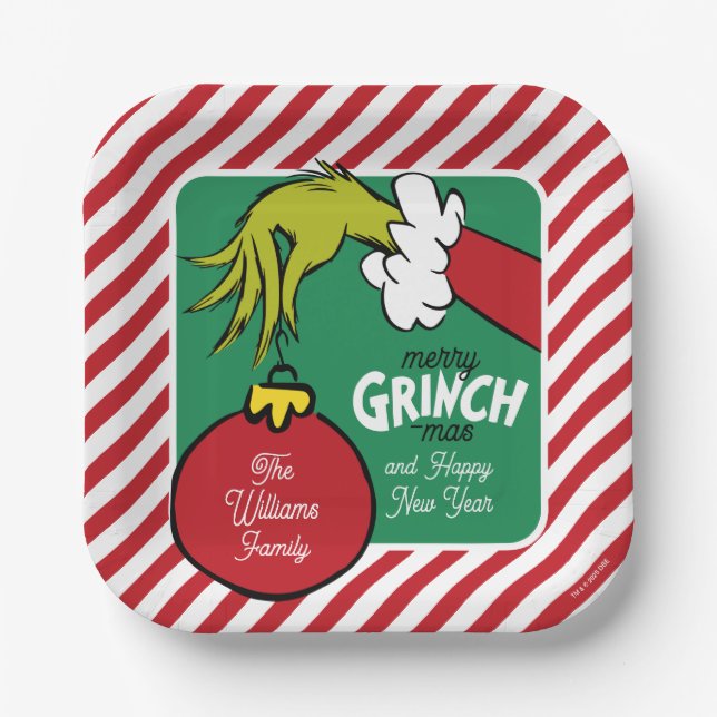 Plato De Papel Grinch | Personalized Ornament (Anverso)
