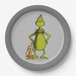 Plato De Papel Grinch | Postura de Max y Grinch