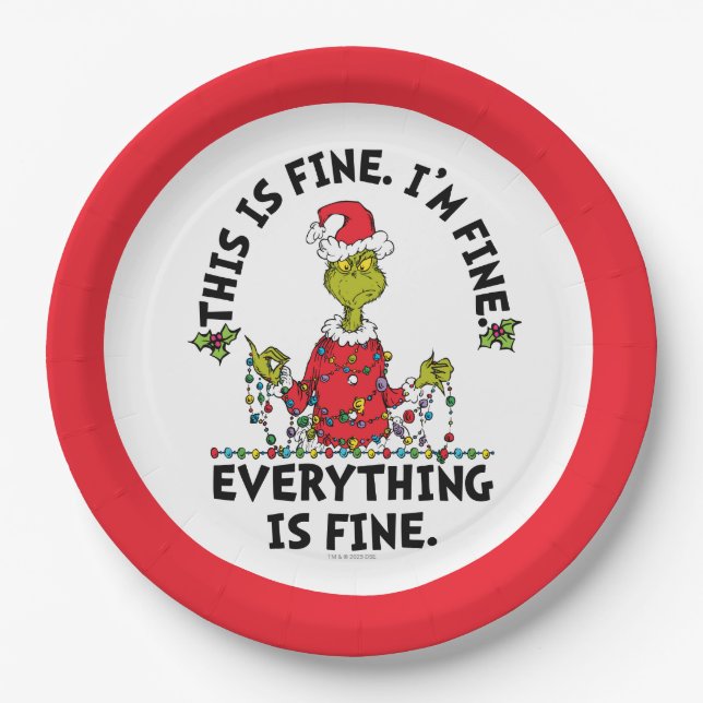 Plato De Papel Grinch | Todo está bien (Anverso)