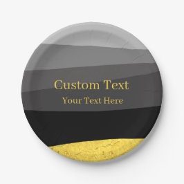 Plato De Papel Gris Black Gold Classy Design Personalizado Textos