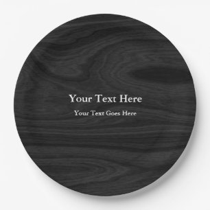 Plato De Papel Gris Black Plain Elegant Modern ADD TEXTO
