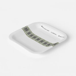 Plato De Papel Gris Blanco Y Plaza Verde