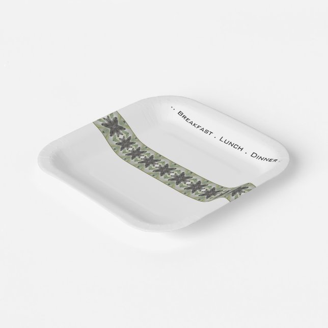 Plato De Papel Gris Blanco Y Plaza Verde (Angular)
