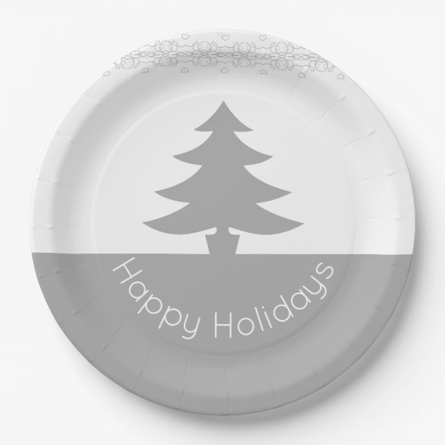 Plato De Papel Gris con blanco (Anverso)