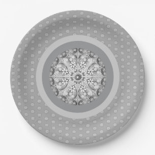Plato De Papel Gris de encaje cerámico
