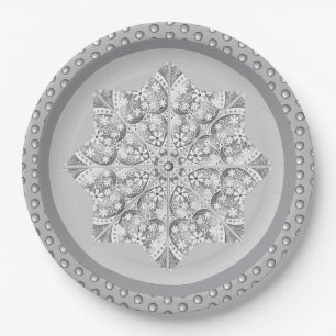 Plato De Papel Gris de encaje cerámico