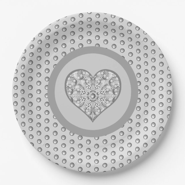 Plato De Papel Gris de encaje cerámico (Anverso)