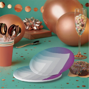 Plato De Papel gris magenta verde azulado