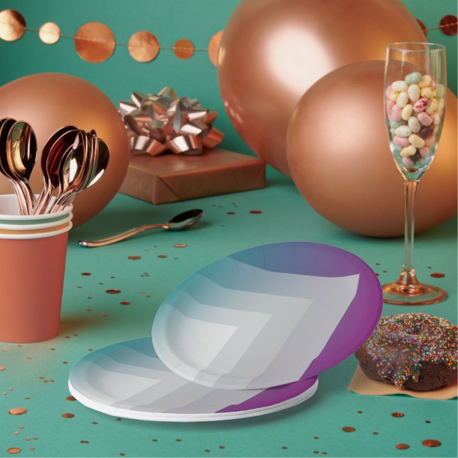 Plato De Papel gris magenta verde azulado (Multi)