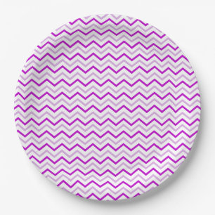 Plato De Papel Gris morado y Chevron blanco